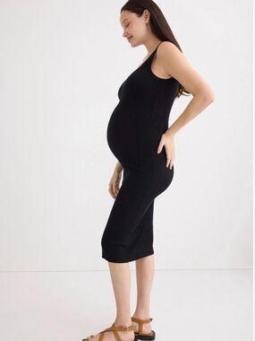 Ripe Black Ribbed Mid- dress Size M